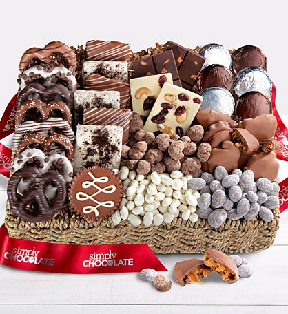 Simply Chocolate® Deluxe Nuts & Confections Basket